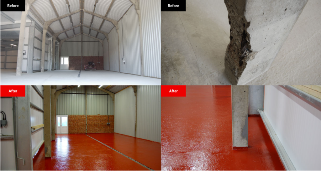 Before and after of the Tanhust Winery Floor