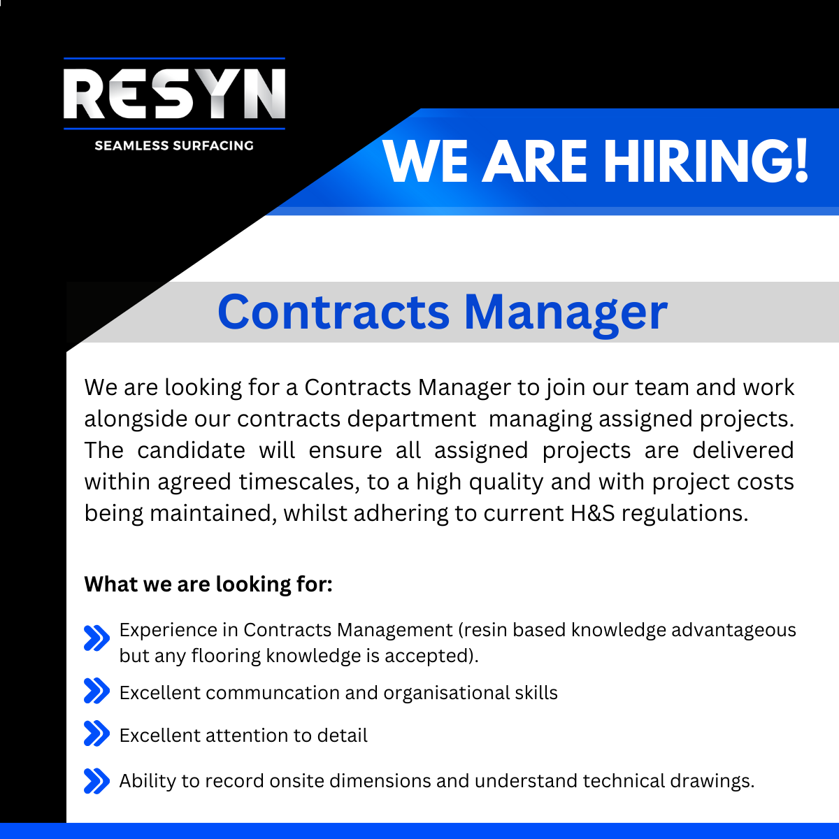 Resyn - We are hiring - Contracts Manager